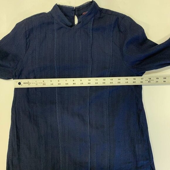 Modcloth High-Neck Long Sleeve 100% Cotton Blouse Lace Embroidered Top Size S - Picture 8 of 10